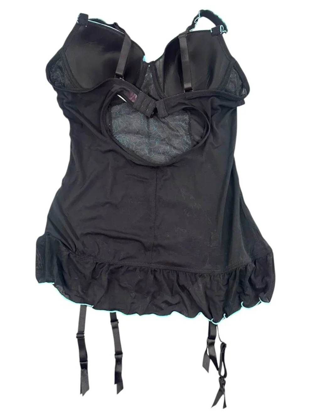 Vintage Undercover Wear Black & Turquoise Floral Corset Top